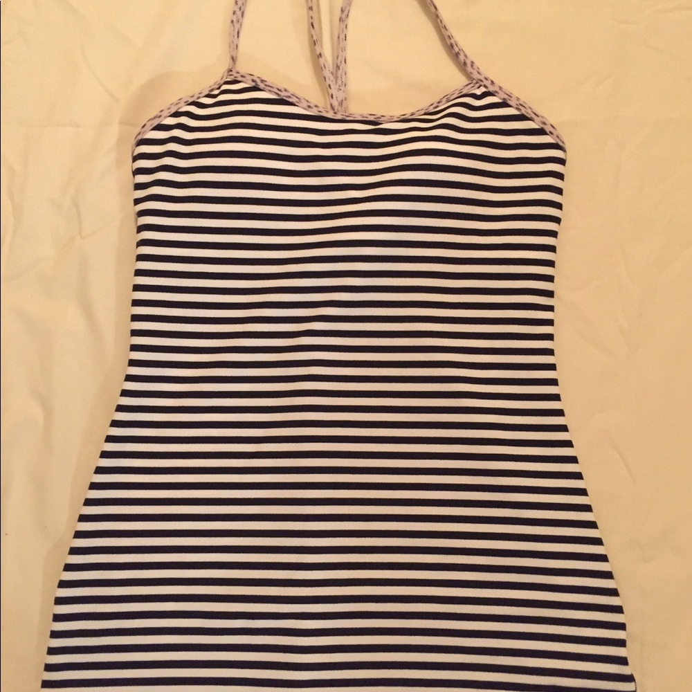 Lululemon black and white striped workout top
